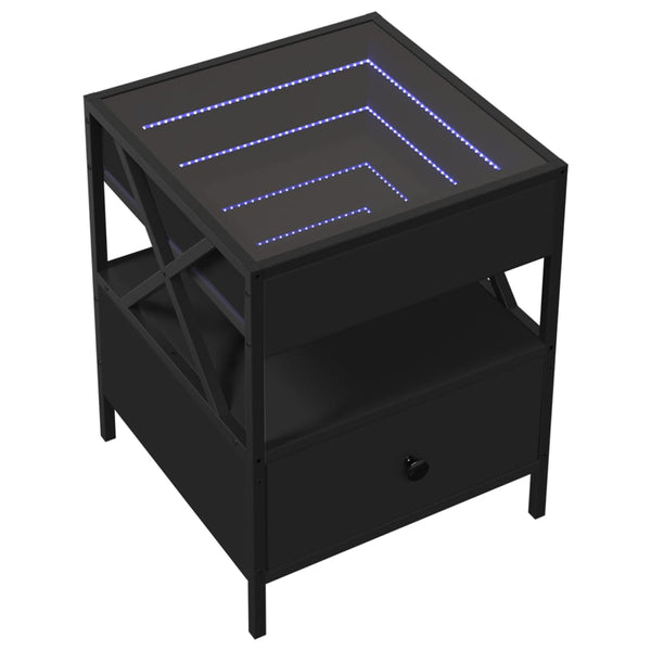 Schwarzer Couchtisch Infinity mit LED-Beleuchtung Clonda 40x40x51cm