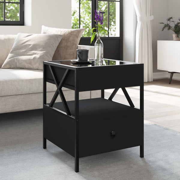 Schwarzer Couchtisch Infinity mit LED-Beleuchtung Clonda 40x40x51cm
