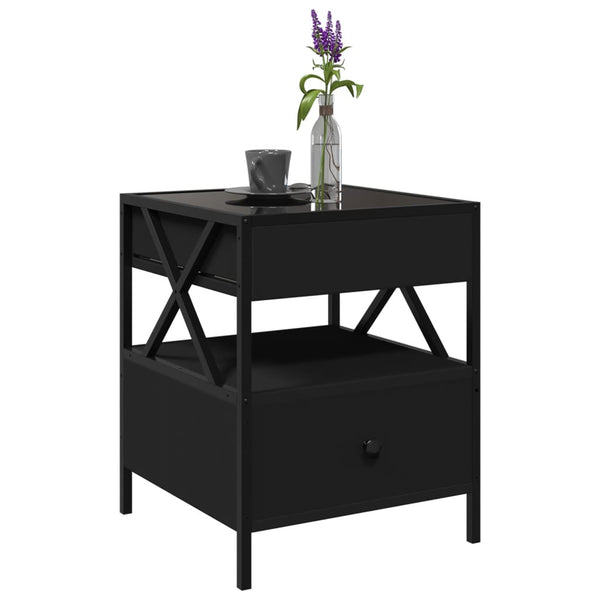Schwarzer Couchtisch Infinity mit LED-Beleuchtung Clonda 40x40x51cm