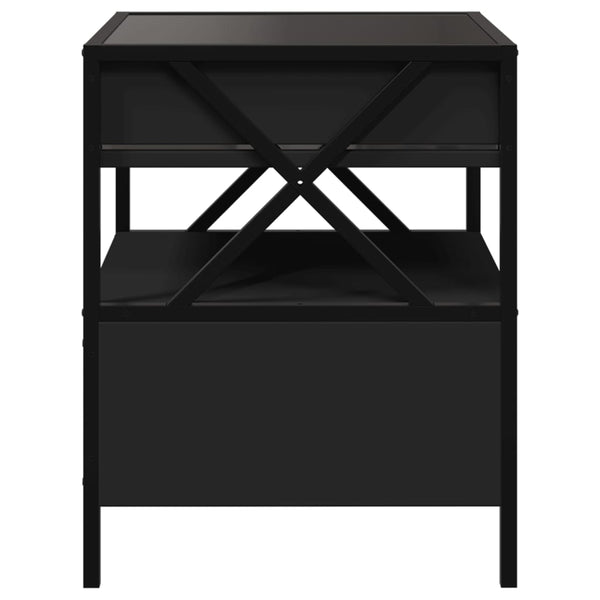 Schwarzer Couchtisch Infinity mit LED-Beleuchtung Clonda 40x40x51cm