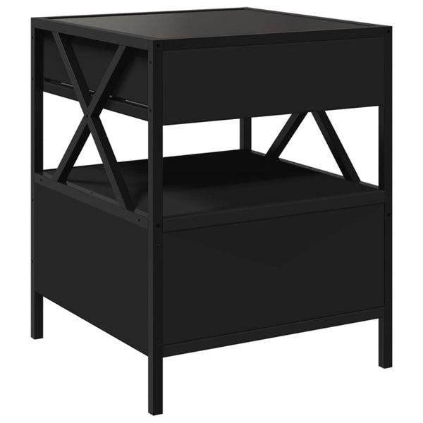 Schwarzer Couchtisch Infinity mit LED-Beleuchtung Clonda 40x40x51cm