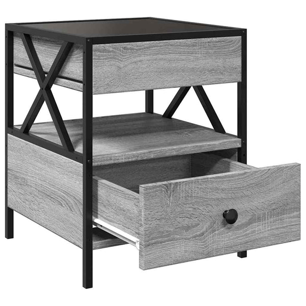 Grauer Couchtisch Infinity mit LED-Beleuchtung Clonda 40x40x51cm (Sonoma)