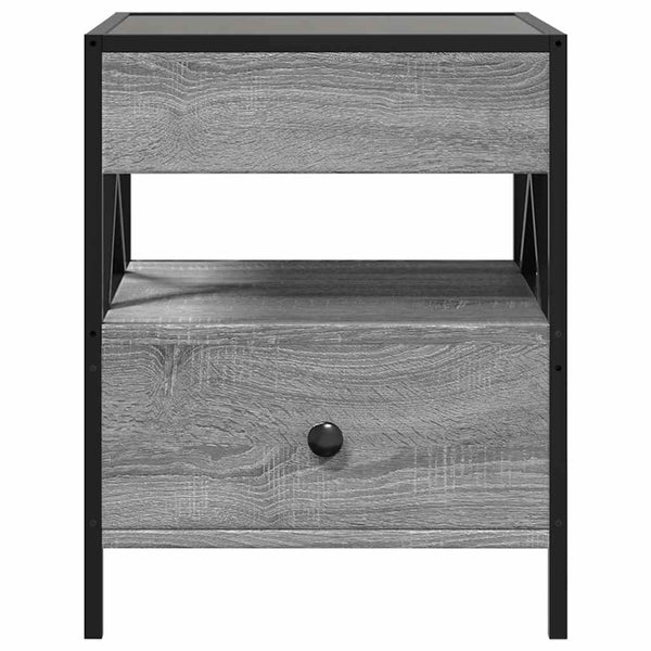 Grauer Couchtisch Infinity mit LED-Beleuchtung Clonda 40x40x51cm (Sonoma)