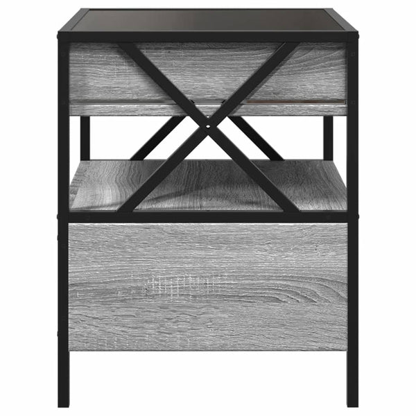 Grauer Couchtisch Infinity mit LED-Beleuchtung Clonda 40x40x51cm (Sonoma)