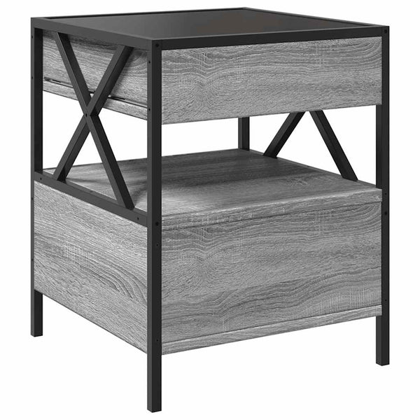 Grauer Couchtisch Infinity mit LED-Beleuchtung Clonda 40x40x51cm (Sonoma)