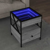 Grauer Couchtisch Infinity mit LED-Beleuchtung Clonda 40x40x51cm (Sonoma)