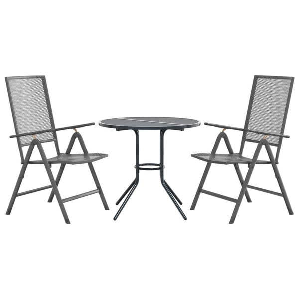 Gartensessel-Set Marcellus, anthrazit, 3-teilig (pulverbeschichteter Stahl)