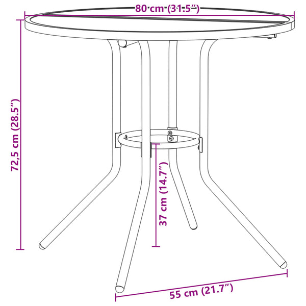 Gartensessel-Set Marcellus, anthrazit, 3-teilig (pulverbeschichteter Stahl)