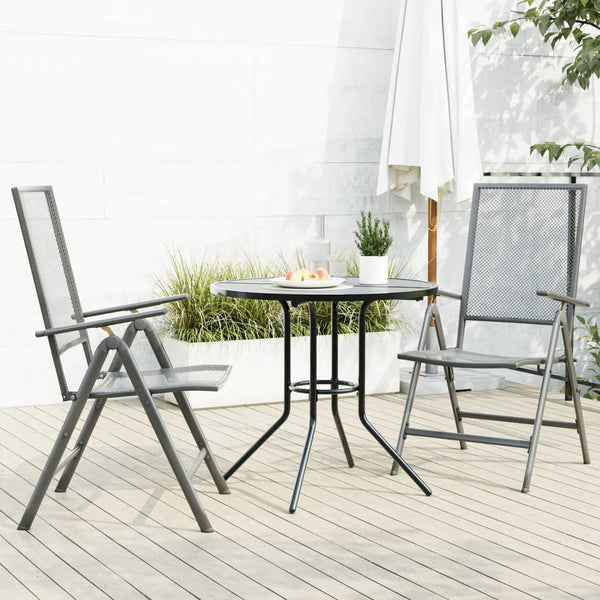 Gartensessel-Set Marcellus, anthrazit, 3-teilig (pulverbeschichteter Stahl)