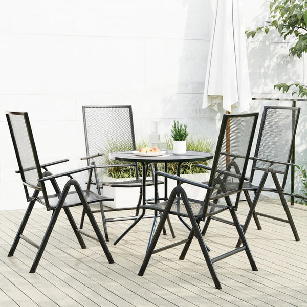 Anthrazitfarbene Gartenstuhl-Set Marcellus 5-teilig (pulverbeschichteter Stahl)