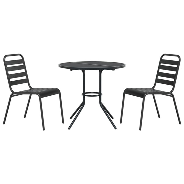 Gartensessel-Set Tenzica 3-teilig, stapelbar Anthrazit (pulverbeschichteter Stahl)