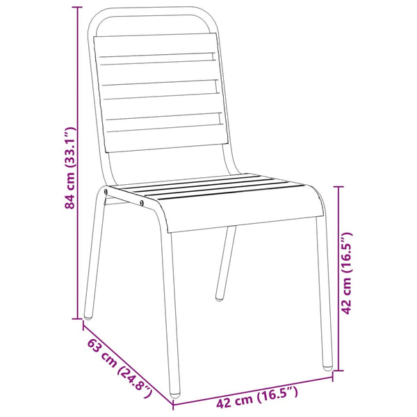 Gartensessel-Set Tenzica 3-teilig, stapelbar Anthrazit (pulverbeschichteter Stahl)