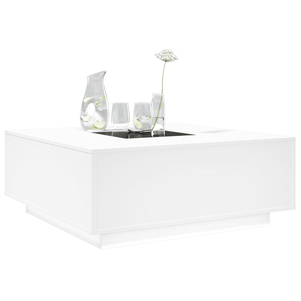 Weißer Couchtisch Infinity mit LED-Beleuchtung Elizu 100x100x40cm