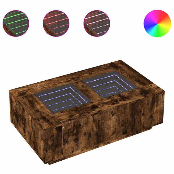Couchtisch Räuchereiche Infinity mit LED-Beleuchtung Elizu 116x69x40cm