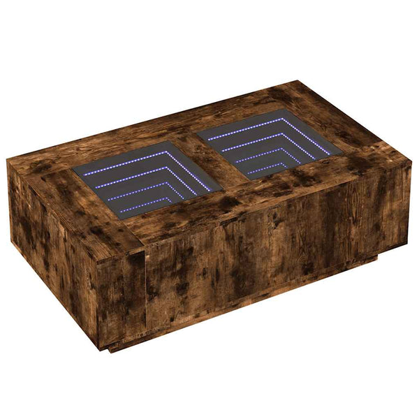 Couchtisch Räuchereiche Infinity mit LED-Beleuchtung Elizu 116x69x40cm