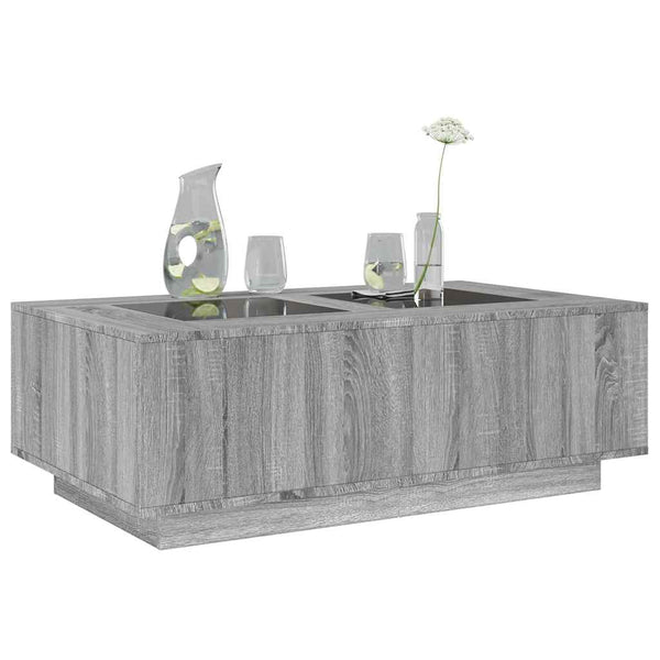 Grauer Couchtisch Infinity mit LED-Beleuchtung Elizu 116x69x40cm (Sonoma)