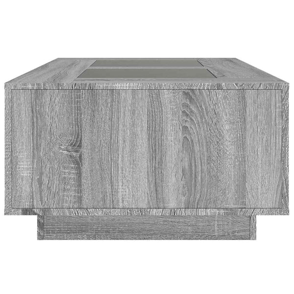 Grauer Couchtisch Infinity mit LED-Beleuchtung Elizu 116x69x40cm (Sonoma)