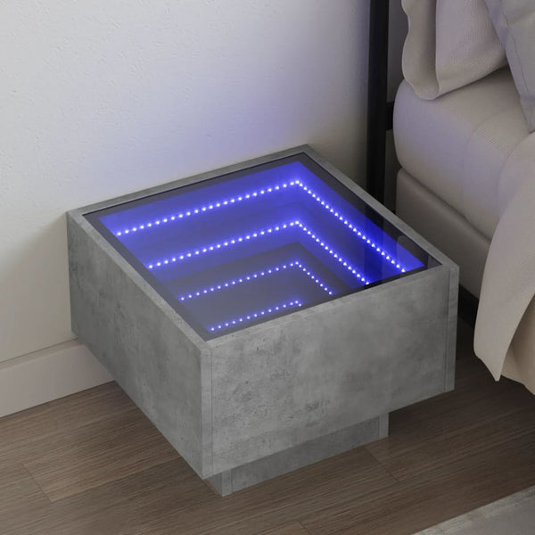 Betonin harmaa sohvapöytä infinity led-valoilla Sefora 40x40x30cm