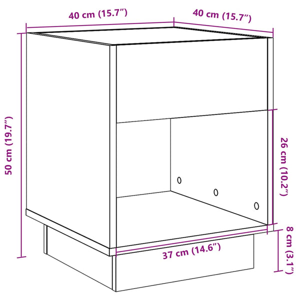 Betongrauer Couchtisch mit Infinity-LEDs Rodian 40x40x50cm