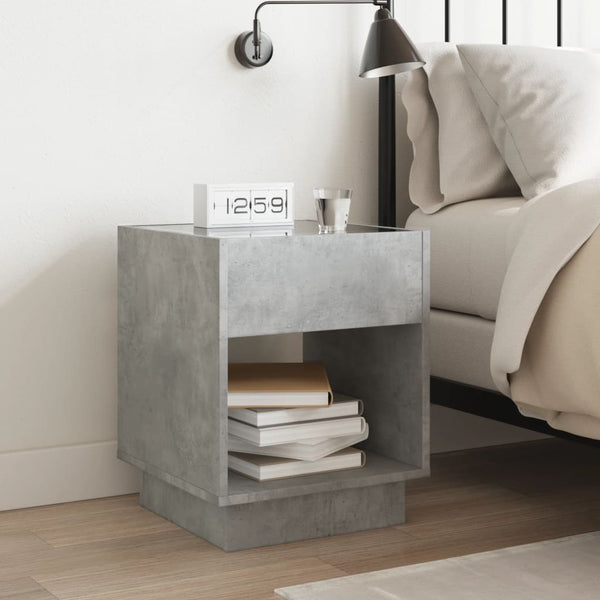 Betongrauer Couchtisch mit Infinity-LEDs Rodian 40x40x50cm