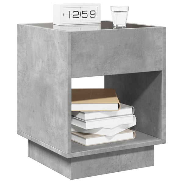 Betongrauer Couchtisch mit Infinity-LEDs Rodian 40x40x50cm