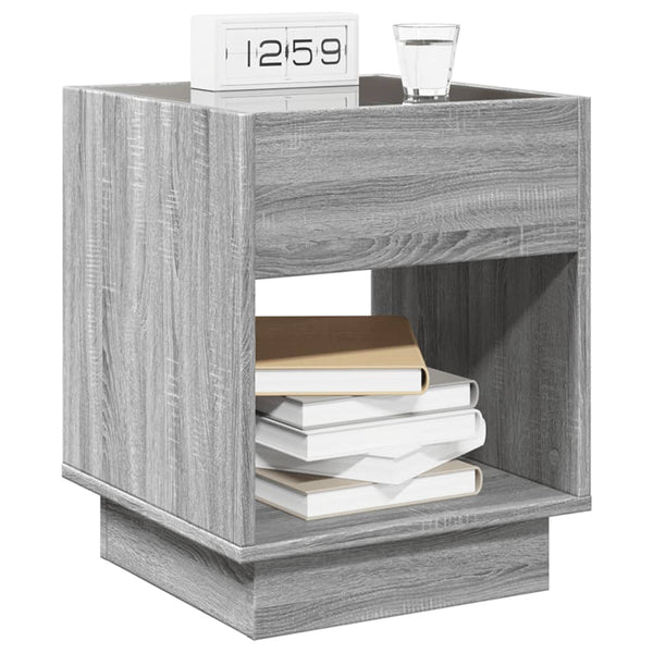 Grauer Couchtisch Infinity mit LED-Beleuchtung Rodian 40x40x50cm (Sonoma)