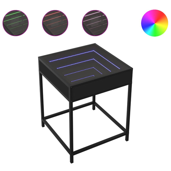 Schwarzer Couchtisch Infinity mit LED-Beleuchtung Filon 40x40x51cm