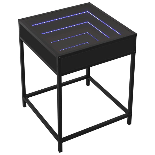 Schwarzer Couchtisch Infinity mit LED-Beleuchtung Filon 40x40x51cm