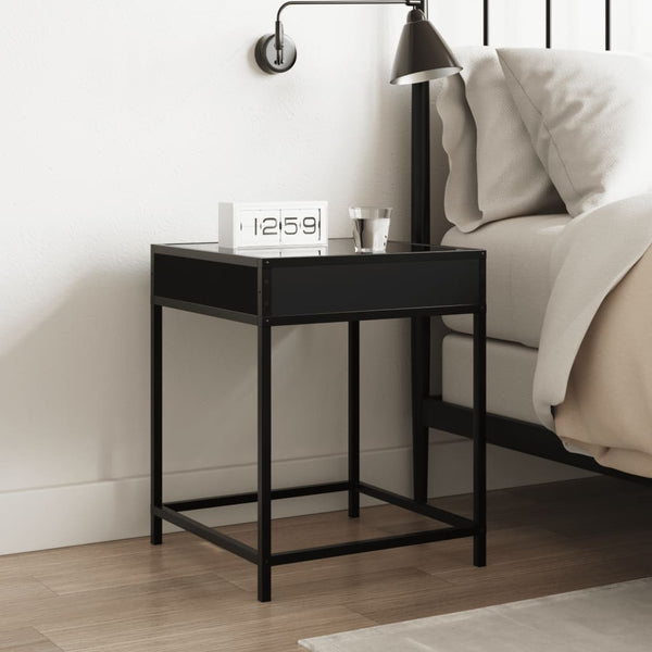 Schwarzer Couchtisch Infinity mit LED-Beleuchtung Filon 40x40x51cm