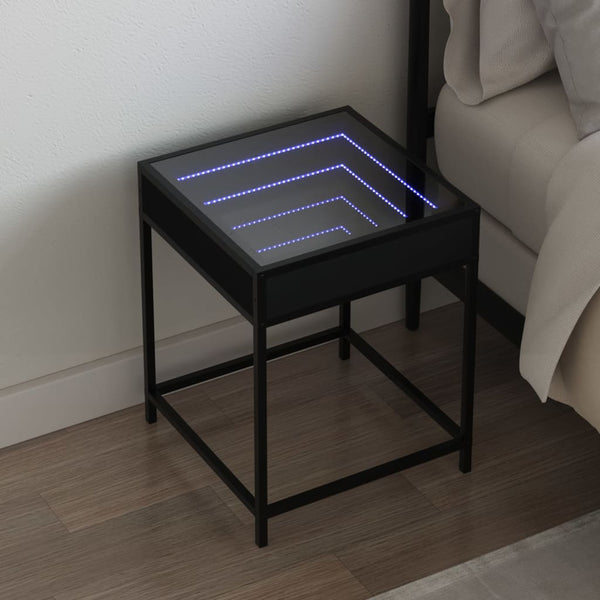 Schwarzer Couchtisch Infinity mit LED-Beleuchtung Filon 40x40x51cm