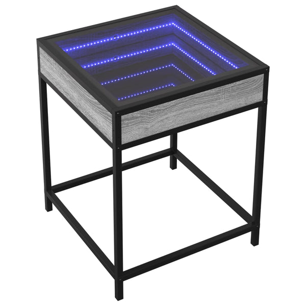 Grauer Couchtisch Infinity LED-Beleuchtung Filon 40x40x51cm (Sonoma)