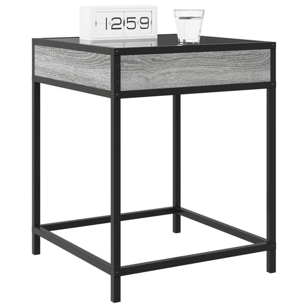 Grauer Couchtisch Infinity LED-Beleuchtung Filon 40x40x51cm (Sonoma)