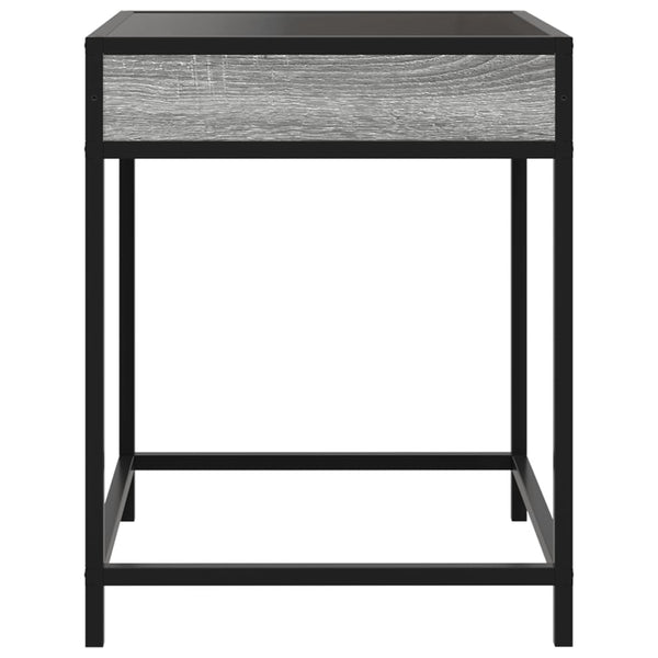 Grauer Couchtisch Infinity LED-Beleuchtung Filon 40x40x51cm (Sonoma)