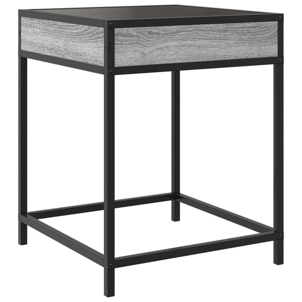 Grauer Couchtisch Infinity LED-Beleuchtung Filon 40x40x51cm (Sonoma)
