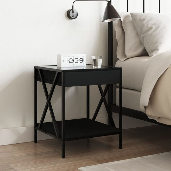 Schwarzer Couchtisch Infinity LED-Beleuchtung Pirosco 40x40x49cm
