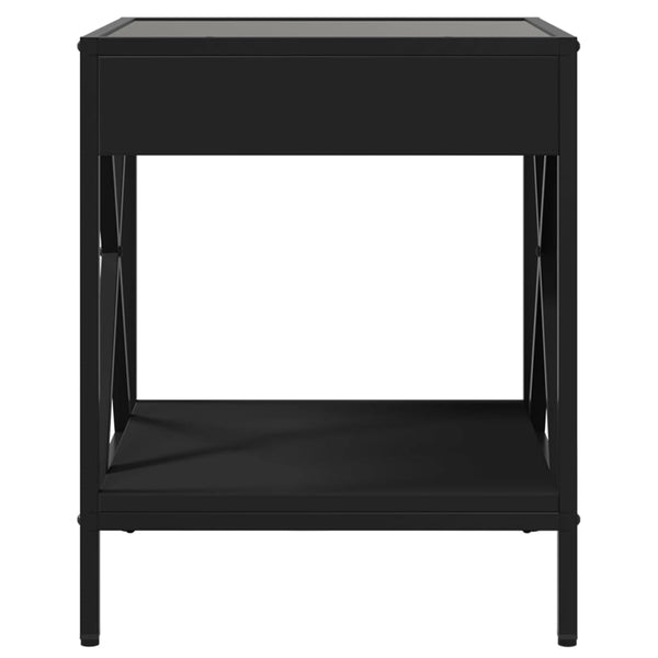 Schwarzer Couchtisch Infinity LED-Beleuchtung Pirosco 40x40x49cm