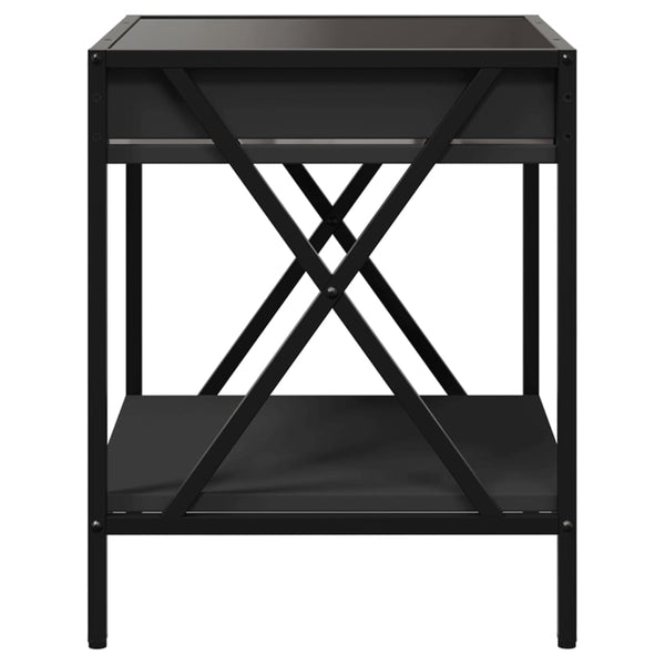 Schwarzer Couchtisch Infinity LED-Beleuchtung Pirosco 40x40x49cm