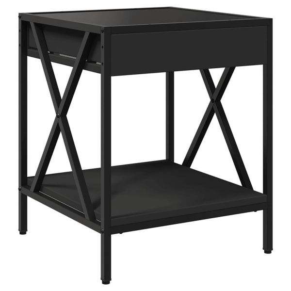 Schwarzer Couchtisch Infinity LED-Beleuchtung Pirosco 40x40x49cm