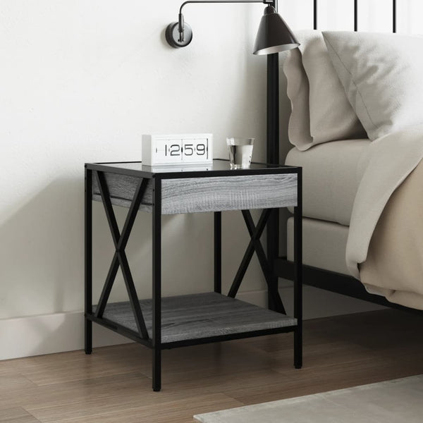 Grauer Couchtisch Infinity mit LED-Beleuchtung Pirosco 40x40x49cm (Sonoma)