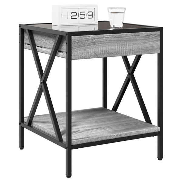 Grauer Couchtisch Infinity mit LED-Beleuchtung Pirosco 40x40x49cm (Sonoma)