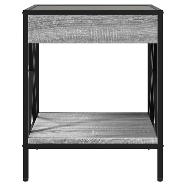 Grauer Couchtisch Infinity mit LED-Beleuchtung Pirosco 40x40x49cm (Sonoma)