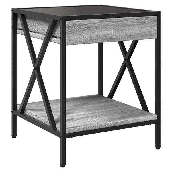 Grauer Couchtisch Infinity mit LED-Beleuchtung Pirosco 40x40x49cm (Sonoma)
