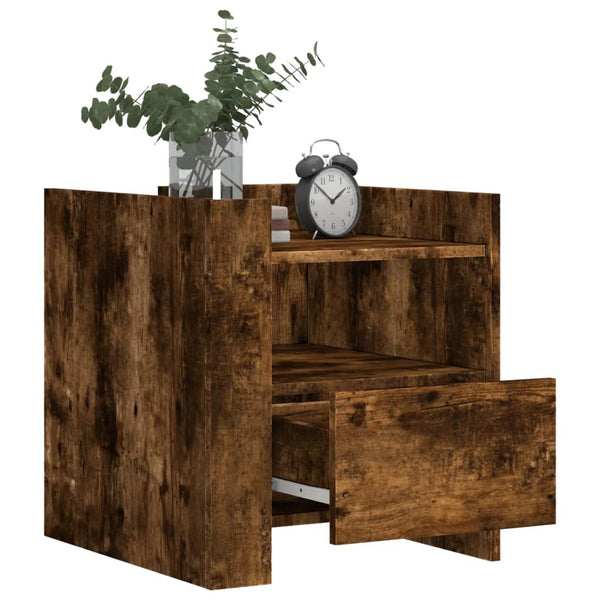Nachttisch Mihaila 45x50x50cm geräucherte Eiche (Holz)