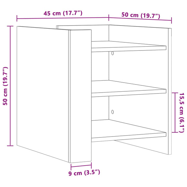 Schwarzer Nachttisch Iuliania 45x50x50cm (Holz)