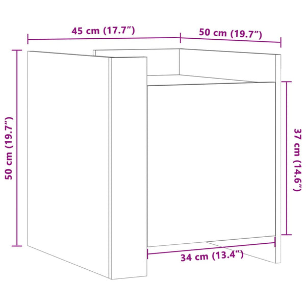 Nachttisch Falon Schwarz 45x50x50cm (Holz)