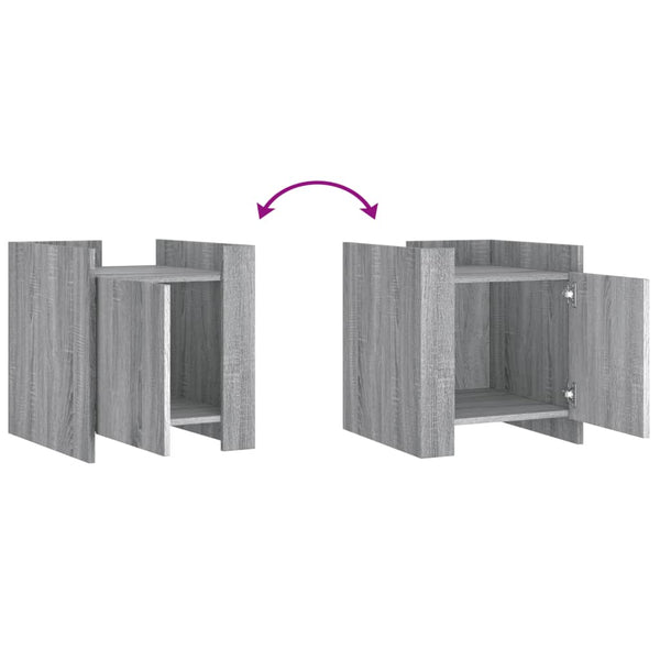 Grauer Nachttisch Falon 45x50x50cm (Holz)