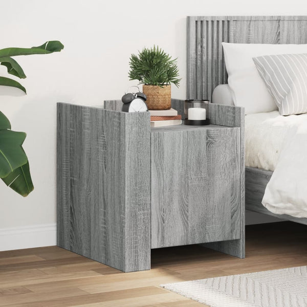 Grauer Nachttisch Falon 45x50x50cm (Holz)