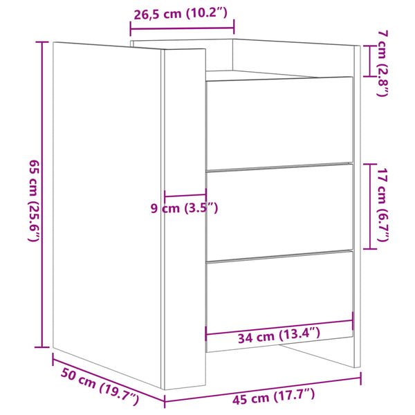 Nachttisch Latitia betongrau 45x50x65cm (Holz)