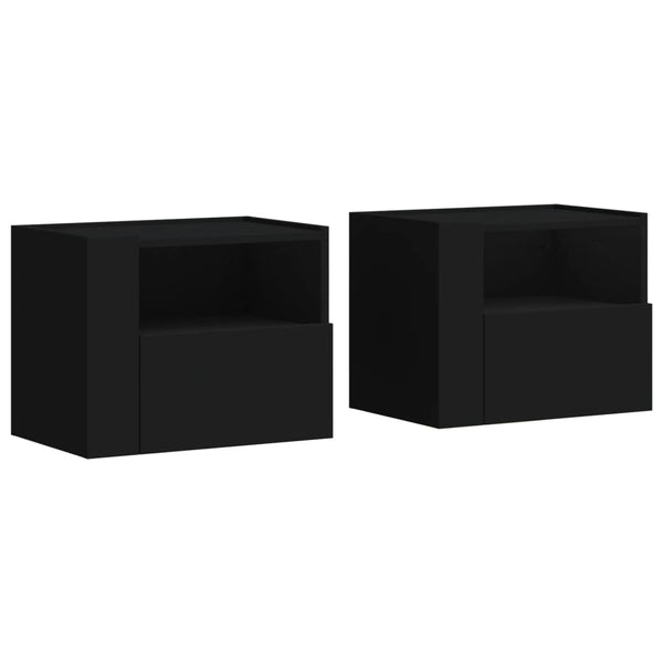 Schwarze wandmontierte Nachttische Danet 45x30x35cm (2 Stück)