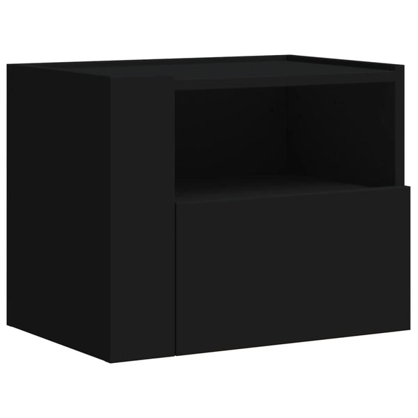 Schwarze wandmontierte Nachttische Danet 45x30x35cm (2 Stück)
